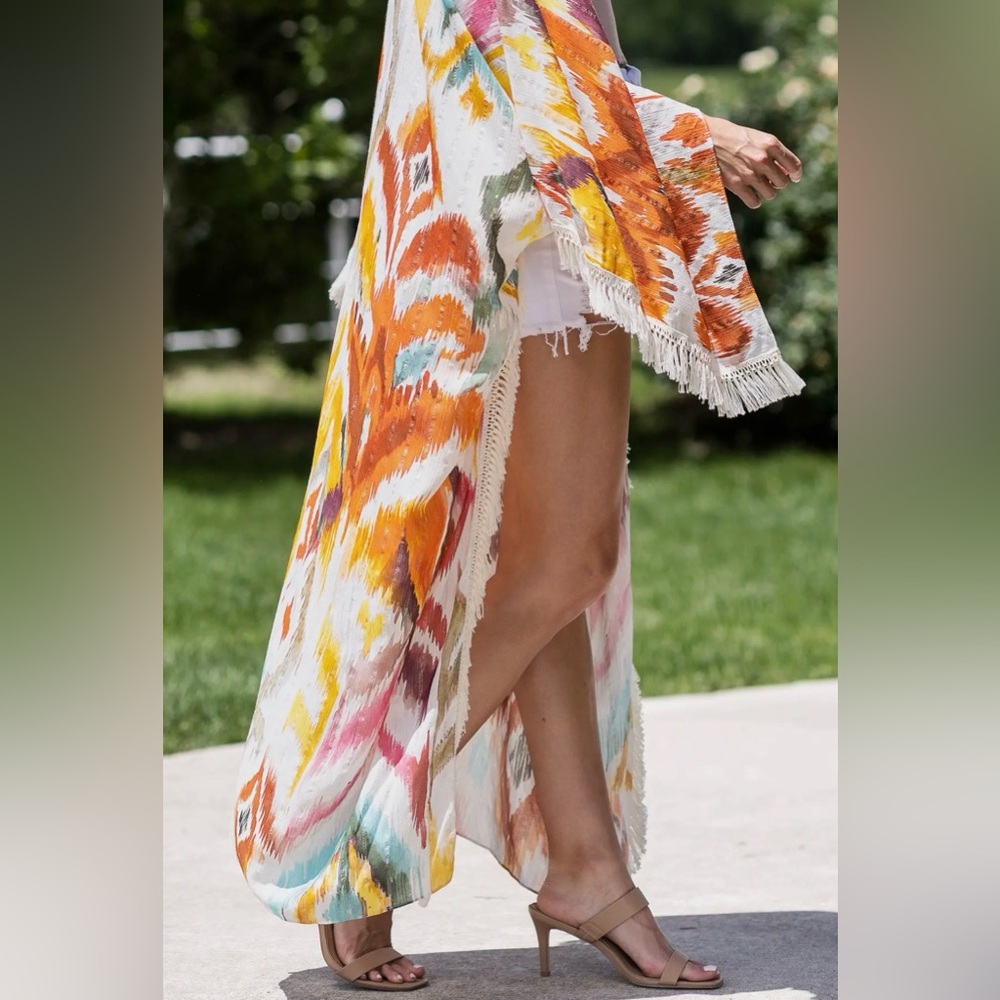 Malibu Sunset Boho Fringe Kimono - Picture 3 of 11